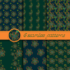 Vector set of seamless patterns with floral elements