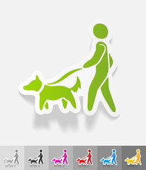 realistic design element. walking the dog