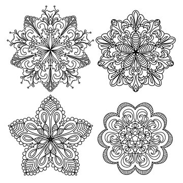 Abstract mandala zentangles set