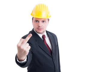 Engineer, architect or contractor showing obscene and insulting