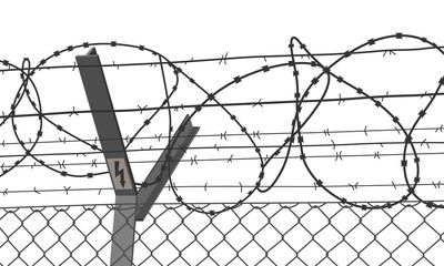 Grenzzaun mit Stacheldraht - Vektor