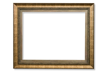 Wooden vintage frame isolated on white background