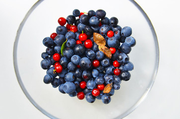 Blueberries and cranberries.