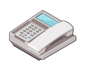 Isometric Office Phone icon illustration - A vector illustration of an isometric office phone. Business communication concept.