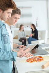 Man preparing a tomato sauce