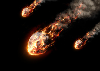 Meteor glowing as it enters the Earth's atmosphere
