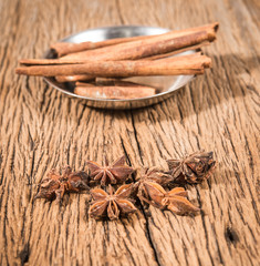 Herbs and Spices on wooden background