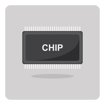 Vector of flat icon, chip for printed circuit board on isolated background