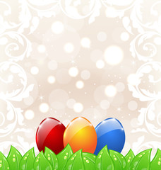 Fototapeta na wymiar Easter background with colorful eggs 