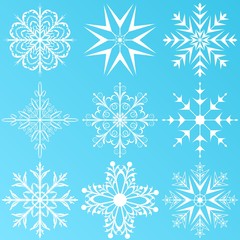 Naklejka na ściany i meble set variation snowflakes isolated
