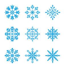 Fototapeta na wymiar Collection of variation snowflakes isolated on white background