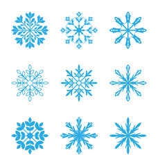 Fototapeta premium Set of different snowflakes isolated on white background