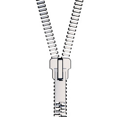 metal zipper isolated on white with clipping path