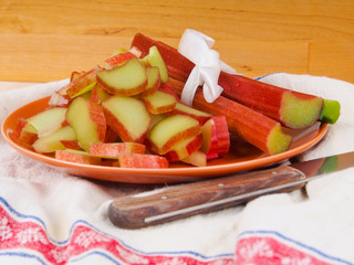 Rhubarbs prepared for cooking 