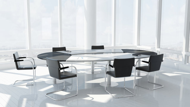 Moderner Konferenztisch im Hochhaus