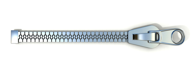 Metal zipper. 3D render illustration isolated on white background © djmilic