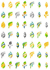Set of abstract eco leaf icons, business logotype nature