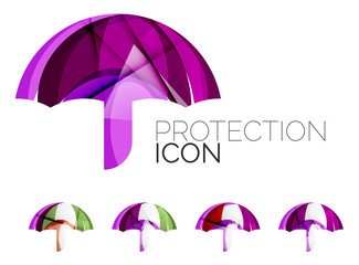 Set of abstract umbrella icons, business logotype protection