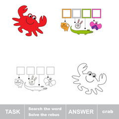 Solve the rebus. Find hidden word crab.