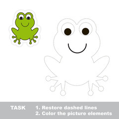 One cartoon green frog to be traced. 