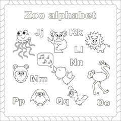 Outline zoo alphabet to be colored.