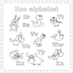 Isolated. Rabbit, hare, snake, tiger, unicorn, vulture, whale, x