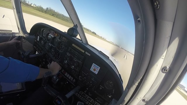 Plane taking off from cockpit