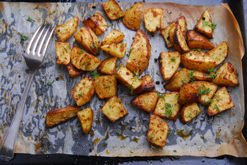 close up of the roasted potatoes
