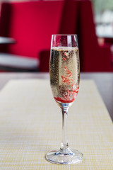 Glass of cold champagne