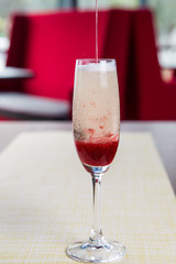 Glass of cold champagne
