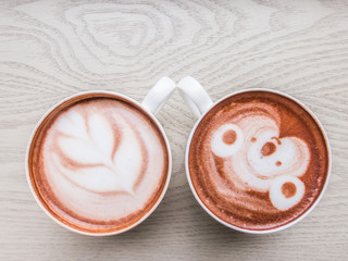 Two cups of hot chocolate