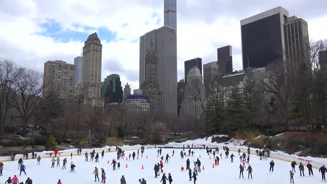 Ice skaters in Central Park, New York City.