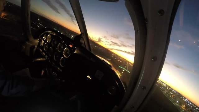 Plane landing from cockpit