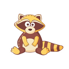 Cartoon raccoon character. Stuffed toy.