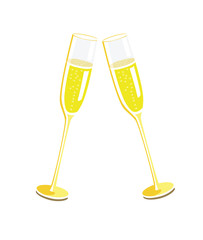 Flat vector image of two champagne glasses