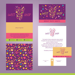 Vector stationery template design for cafe, shop, confectionery.