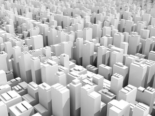 Abstract digital white schematic cityscape 3d