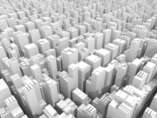 Abstract 3d digital white schematic cityscape