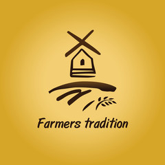 Vector logo in vintage style. Windmill.