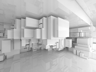 Naklejka premium Abstract empty white high-tech room 3d interior