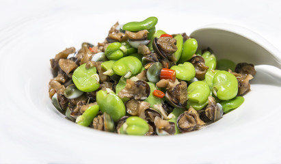 Beans,snail and chiili salad