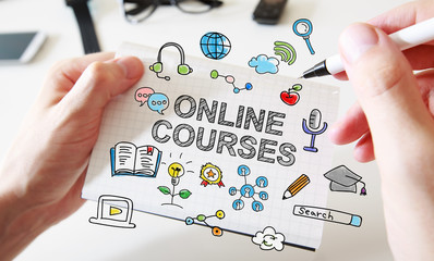 Hand drawing Online Courses concept