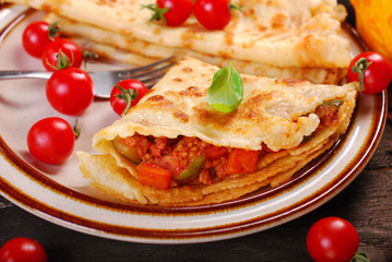 pancakes stuffed with pumpkin,zucchini and minced meat