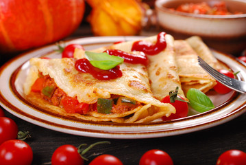 pancakes stuffed with pumpkin,zucchini and minced meat