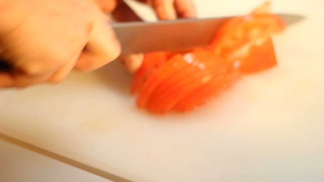 slicing vegetables