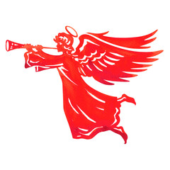 Beautiful angel with wings and trumpet © lnsdes