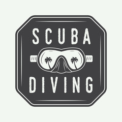 Diving logo, label in vintage style.