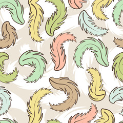 Seamless colorful background with abstract feathers