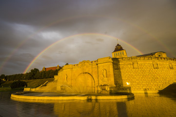 Podwójna tęcza nad wałami Chrobrego w Szczecinie © Mike Mareen