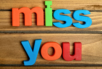 Colorful miss you word